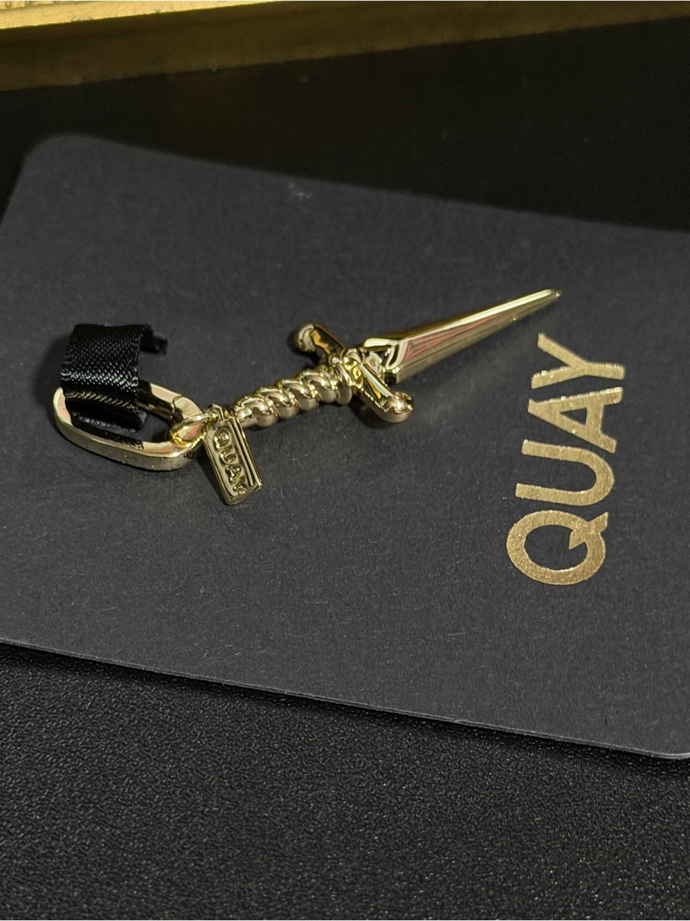 NIB Quay Australia Gold Dagger Keychain Charm - Picture 3 of 5